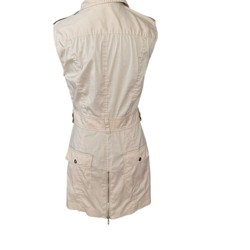 Marciano Beige Sleeveless Button-Up Utility Dress With Pockets Size S - Picture 6 of 7
